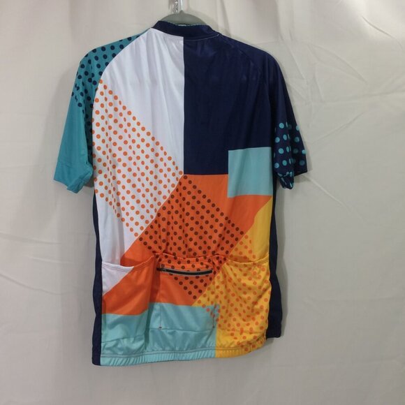 GCRFL Cycling Bike Shirt Full Zipper Navy Orange Print 4 Pockets NWOT Size 2XL - Picture 3 of 4